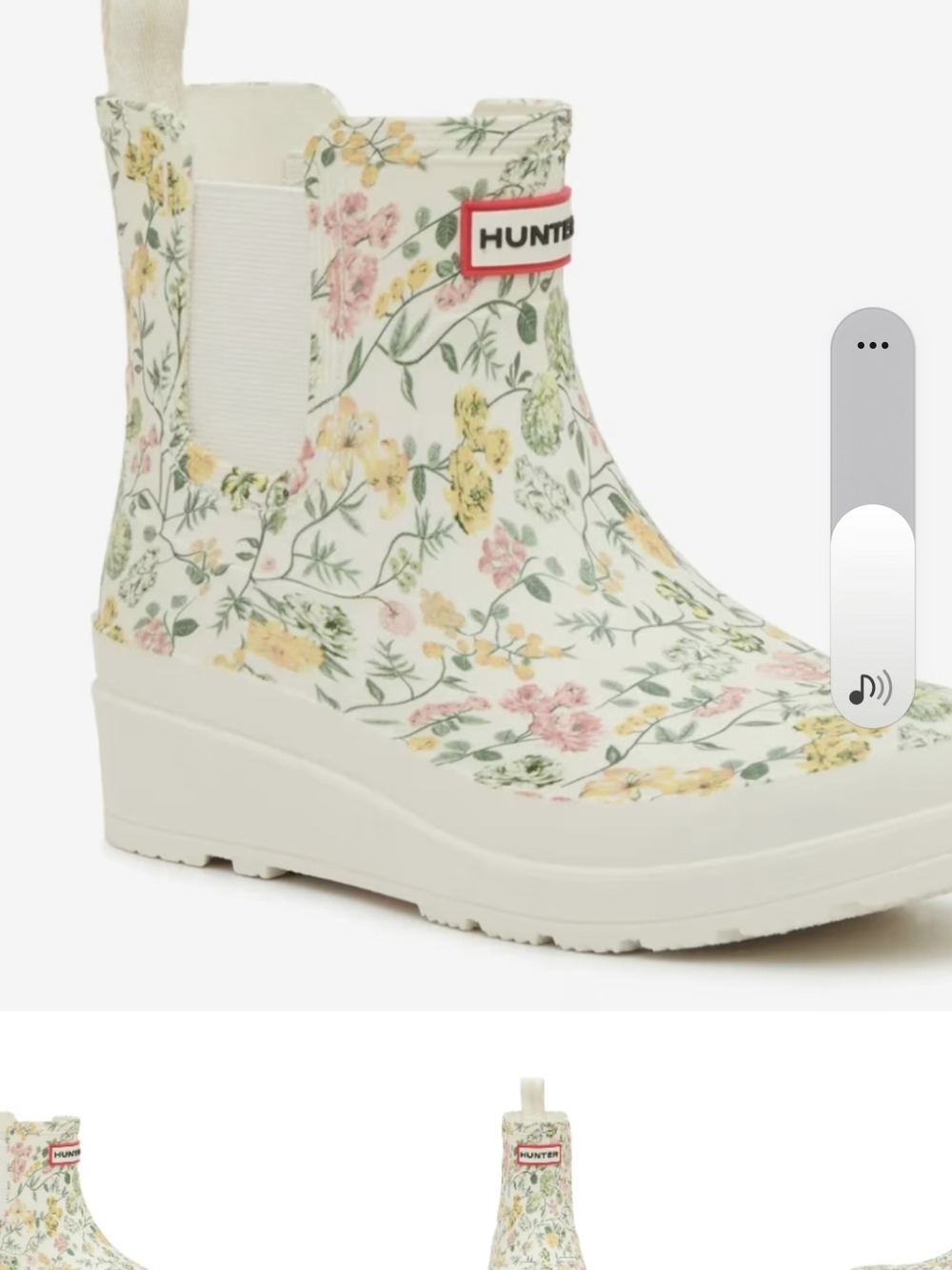 Hunter Cream Floral Chelsea Rain Booties